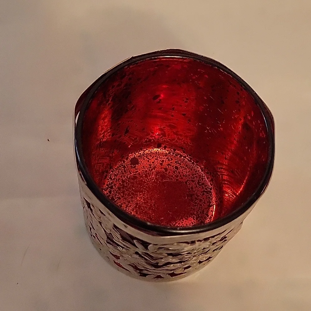 Silver & Red Candleholder
